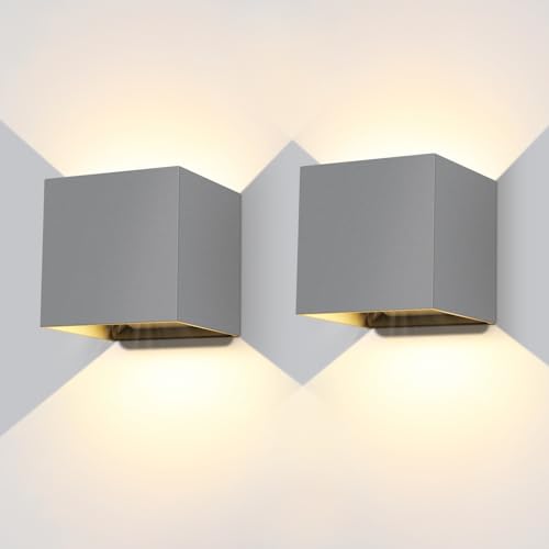 ledmo 20W LED Wandleuchten Innen/Außen 2 Stücke Außenwandleuchte 3000K Warmweiß LED Wandlampe Schwarz mit Einstellbar Abstrahlwinkel aussenbeleuchtung IP65 Wasserdichte von ledmo