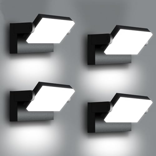 ledmo 4 Pack 60W LED Wandleuchte Aussen/Innen 5000 Lumen Modern Wandlampe Außen KaltWeiß 6000K Außenwandleuchte mit 360° Schwenkbar LED Panel Außenlampe Wasserdicht IP65 für Terrasse Eingang Garten von ledmo