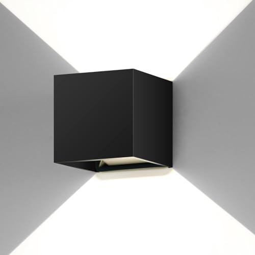 ledmo Wandleuchten Innen/Aussen 4000K Neutral Weiß 20W Wandlampe Auf und ab Einstellbarer Lichtstrahl 2000LM LED Außenleuchten Schwarz IP65 Wasserdichte von ledmo