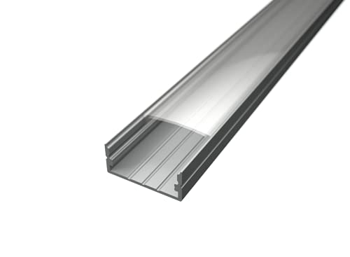 1m Aluminium Profil Leiste für Led Streifen WIDE-20 in Silber eloxiert extra breite Bauweise inklusive Abdeckung Klar von ledomec