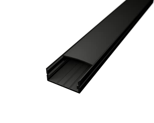 2m Aluminium Profil Leiste für Led Streifen WIDE-20 in Schwarz extra breite Bauweise inklusive Abdeckung Schwarz von ledomec