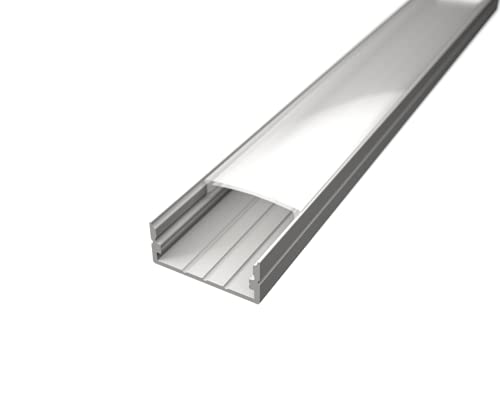 2m Aluminium Profil Leiste für Led Streifen WIDE-20 in Weiß White extra breite Bauweise inklusive Abdeckung Matt von ledomec