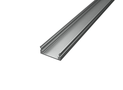 ledomec ALU LED Profil 1m Silber AUFBAU-SL. Kühlkörper für LED Streifen, LED Bänder bis max. 12mm. Sehr Flach 7mm (Profil 1m, Silber ohne Abdeckung) von ledomec