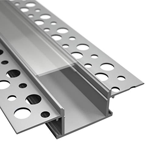 ALU Profil/Einbau Leiste Trockenbau 20 EINPUTZ für Led Streifen + Abdeckung (2m + klare Abdeckung) von ledomec