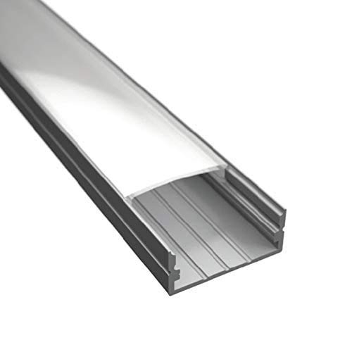 1m Aluminium Profil Leiste für Led Streifen WIDE-20 in Silber eloxiert extra breite Bauweise inklusive Abdeckung in Matt von ledomec