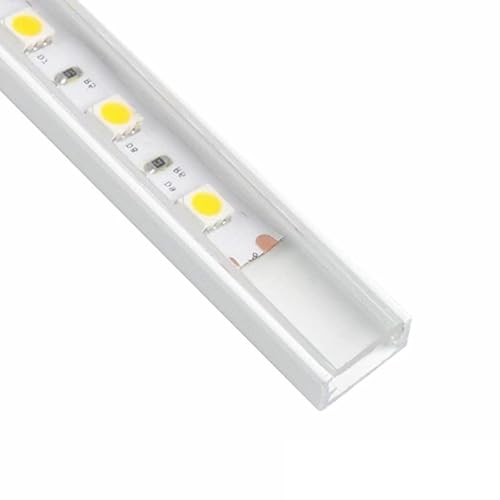 LED ALU Profil "Slim" LED Leiste (14x7mm) in Weiß mit Abdeckung (2m Weiß - Abdeckung Klar) von ledomec