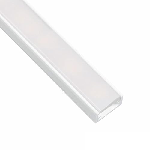 2m LED ALU Profil "Slim" für LED Streifen LED Leiste (14x7mm) in Weiß mit Abdeckung (2m Weiß - Abdeckung Matt) von ledomec