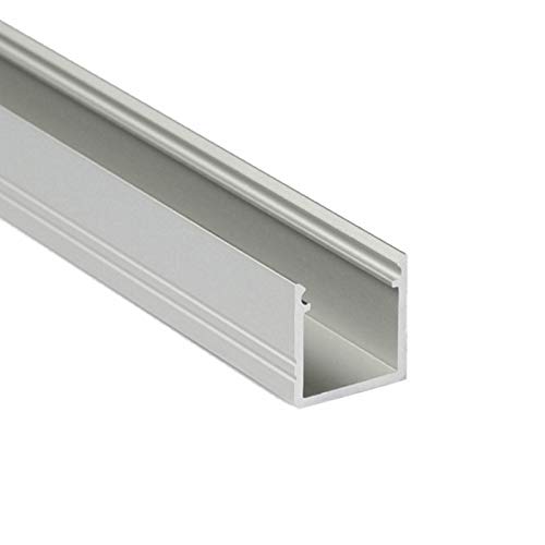 LED Aufbauprofil 10 Aluminium Silber für LED Streifen inkl. Abdeckung, für LED Streifen bis 10mm (Silber 1m matt) von ledomec