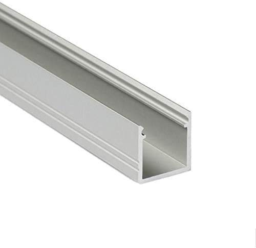 LED Aufbauprofil 10 Aluminium Silber für LED Streifen inkl. Abdeckung, für LED Streifen bis 10mm (Silber 2m milchig) von ledomec