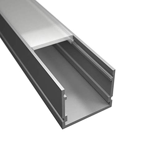 ledomec LED Aufbauprofil WIDE-30 Aluminium Silber für LED Streifen inkl. Abdeckung milchig oder durchsichtig, extra breite Bauweise 27,04mm auch für mehrere LED Bänder (1m + milchige Abdeckung) von ledomec