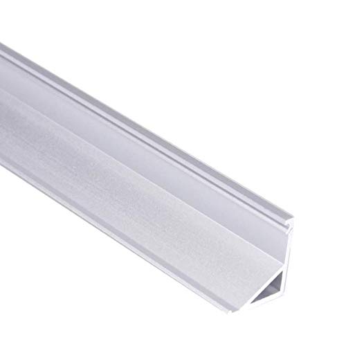 LED Eckprofil 1m C12 Aluminium Silber für LED Streifen inkl. Abdeckung frost, für LED Bänder bis max. 12mm (1m Silber, Abdeckung frost) von ledomec