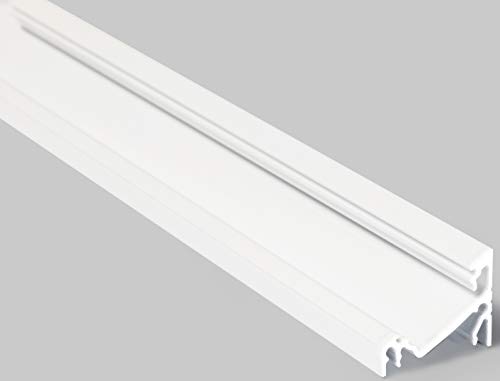 LED Eckprofil 1m C14 Aluminium Weiß für LED Streifen inkl. Abdeckung slide frost, für LED Bänder bis max. 14mm (Weiß, 1m slide frost) von ledomec