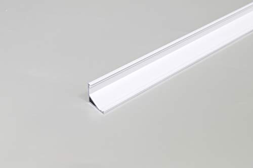 LED Eckprofil 2m C12 weiß für LED Streifen inkl. Abdeckung frost, für LED Bänder bis max. 12mm (2m weiß, Abdeckung frost) von ledomec