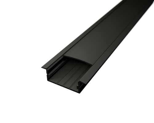 LED Einbauprofil WIDE-IN-20 Aluminium Silber für LED Streifen inkl. Abdeckung klar oder milchig, für LED Bänder bis max. 20mm Montage Leiste (1m Profil Schwarz + schwarze Abdeckung) von ledomec
