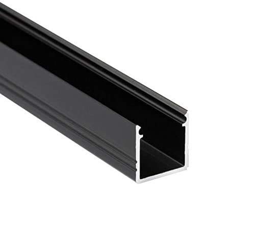 LED Profil ST10 Schwarz Aluminium für LED Streifen inkl. Abdeckung, für LED Streifen bis 10mm (Schwarz 1m milchig) von ledomec