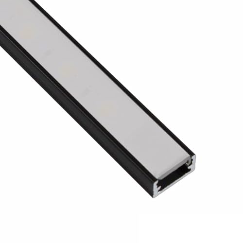 ledomec 2m LED ALU Profil Slim LED Leiste (14x7mm) in Schwarz mit Abdeckung (2m Schwarz - Abdeckung Matt) von ledomec
