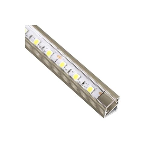 ALU LED Eck Profil | Schiene | Leiste "ECKE" (16x14mm) Champagner + Abdeckung" (1m Profil mit Abdeckung Klar) von ledomec