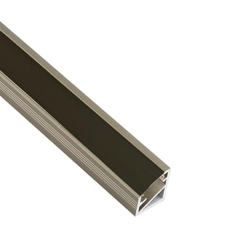 ledomec ALU LED Eck Profil | Schiene | Leiste ECKE (16x14mm) Champagner + Abdeckung (2m Profil mit Abdeckung Schwarz) von ledomec