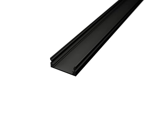 ALU LED Profil 2m Schwarz AUFBAU-SL. Kühlkörper für LED Streifen, LED Bänder bis max. 12mm. Sehr Flach 7mm (Profil 2m, Schwarz ohne Abdeckung) von ledomec