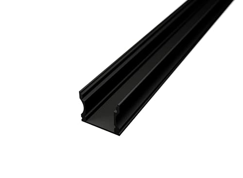 ledomec ALU LED Profil AUFBAU-H. Kühlkörper für LED Streifen, LED Bänder bis max. 12mm. (1m Profil Schwarz) von ledomec