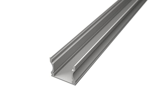 ledomec ALU LED Profil AUFBAU-H. Kühlkörper für LED Streifen, LED Bänder bis max. 12mm. (1m Profil Weiß) von ledomec