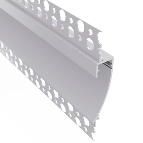 ledomec Einbau Profil | Trockenbau Leiste Rigips EINPUTZ-FLAT J Led Streifen + Abdeckung (1m Profil mit Abdeckung Matt) von ledomec