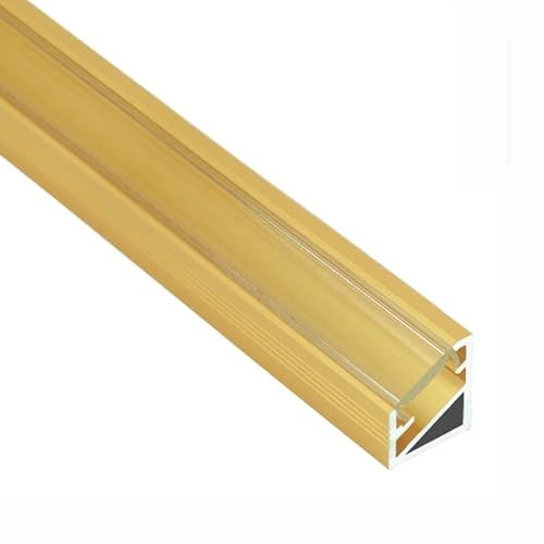 ledomec LED ALU Eck Profil,LED Schiene,Alu Leiste ECKE (16x14mm) in Gold mit Abdeckung (2m Profil mit Abdeckung Klar) von ledomec