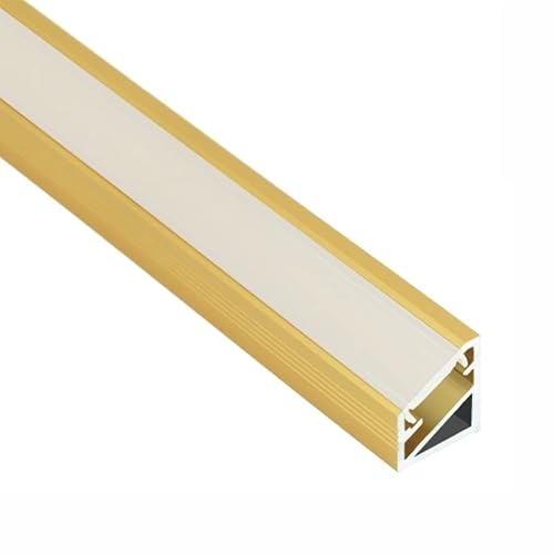 LED ALU Eck Profil,LED Schiene,Alu Leiste "ECKE" (16x14mm) in Gold mit Abdeckung (2m Profil mit Abdeckung Matt) von ledomec