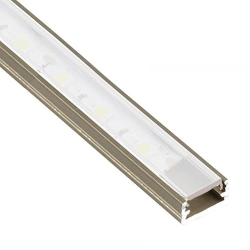 ledomec LED ALU Profil Slim LED Leiste (14x7mm) in Champagner mit Abdeckung (1m champagner Abdeckung Matt) von ledomec