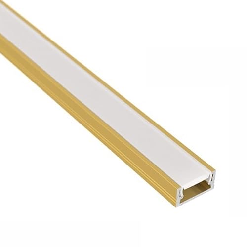 ledomec LED ALU Profil Slim LED Leiste (14x7mm) in Gold mit Abdeckung (1m Gold - Abdeckung Matt) von ledomec