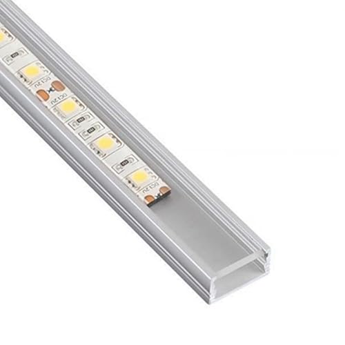 LED ALU Profil "Slim" LED Leiste (14x7mm) in Silber mit Abdeckung (1m Silber - Abdeckung Klar) von ledomec