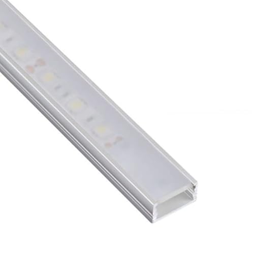 ledomec LED ALU Profil Slim LED Leiste (14x7mm) in Silber mit Abdeckung (1m Silber - Abdeckung Matt) von ledomec