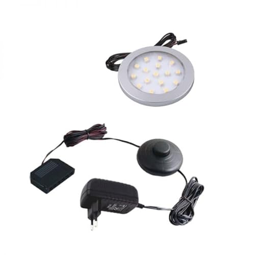 ledomec LED-Aufbauleuchte ORBIT 1,5W (silber warmweiß 3000K, 1er Komplettset mit Fußdruckschalter und Trafo) von ledomec