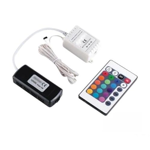ledomec LED-Glasbodenbeleuchtung RGB PVC-Clip 0,75W + 2m Kabel mit Anschlussstecker 12V (RGB Controller + IR Fernbedienung) von ledomec