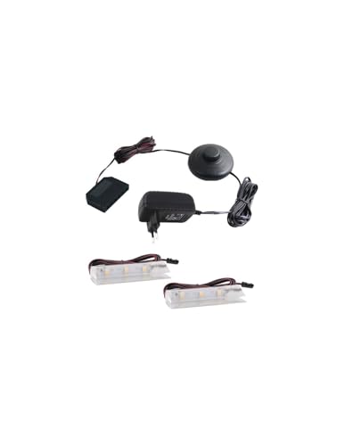 ledomec LED Glasbodenbeleuchtungs Set Mit 1-6 Clips (neutralweiß 4000K, 2er komplettset mit Fußdruckschalter) von ledomec