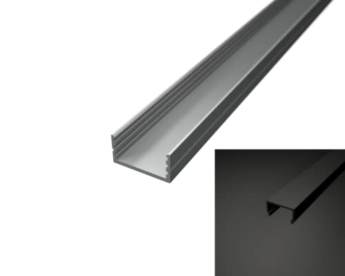 ledomec LED Profil AUFBAU-17 für LED Streifen bis max. 17mm mit Aufbauabdeckung (1m Silber mit Abdeckung Schwarz Eckig) von ledomec