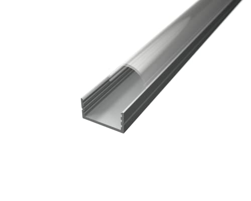 ledomec LED Profil AUFBAU-17 für LED Streifen bis max. 17mm mit Aufbauabdeckung (2m Silber mit Abdeckung Klar Rund) von ledomec