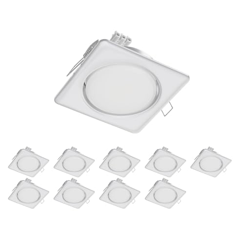 ledscom.de 10 Stück Deckeneinbauleuchte ZOBE II, weiß matt, eckig, 11 x 11cm, 1038lm, warmweiß von ledscom.de