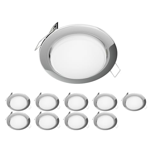 ledscom.de 10 Stück LED Einbaustrahler Zobe flach GX53 chrom rund 6,105W 560lm weiß 107mm Ø Lochkreis 90mm Ø ledscom.de 10 Stück LED Einbaustrahler Zobe flach GX53 chrom rund 6,105W 560lm weiß 107mm Ø Lochkreis 90mm Ø von ledscom.de