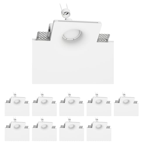 ledscom.de 10 Stück LED Gips Einbaustrahler GIEDI DIY, inkl. GU10 Lampe 630lm warm-weiß von ledscom.de