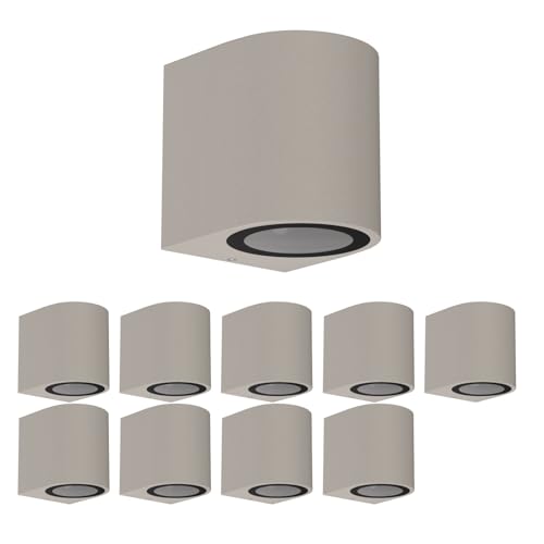 ledscom.de 10 Stück Wandleuchte ALSE für außen, IP54, Downlight, grau matt, rund, 1x GU10 max. 35W von ledscom.de