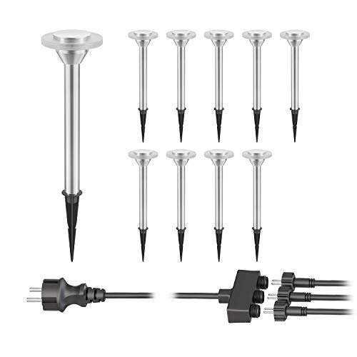 ledscom.de 10er Set LED Gartenleuchte ALF chrom matt mit Erdspieß für außen, IP44, je 70lm, warm-weiß ledscom.de 10er Set LED Gartenleuchte ALF chrom matt mit Erdspieß für außen, IP44, je 70lm, warm-weiß von ledscom.de