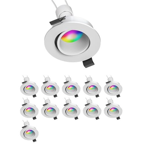 ledscom.de 12 Stück Decken-Einbaustrahler KUN, rund, schwenkbar + Smart Home RGBW GU10 LED Lampe 473lm von ledscom.de