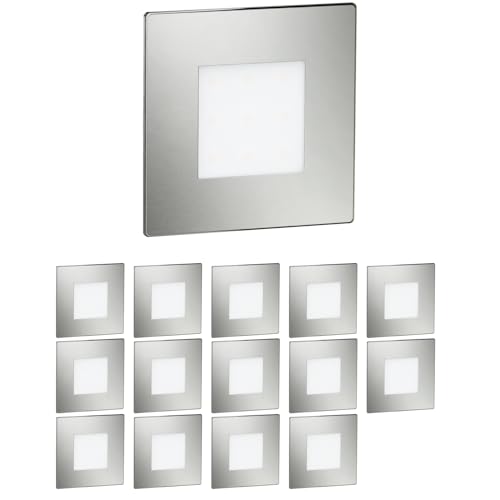 ledscom.de 15 Stück LED Treppenlicht/Wandeinbauleuchte FEX für innen und außen, eckig, edelstahl, 85 x 85mm, blau von ledscom.de