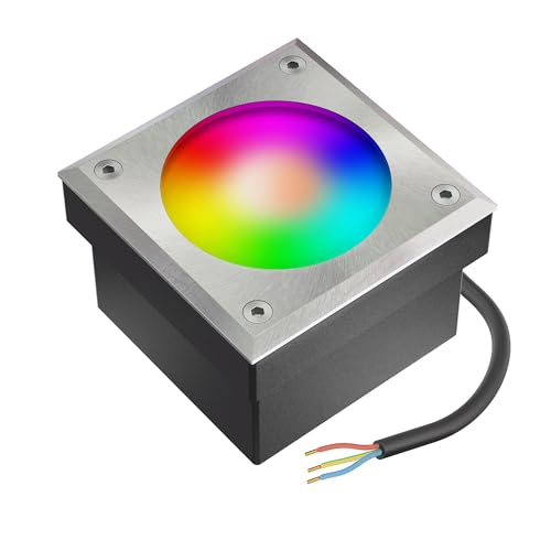 ledscom.de 1x Pflasterstein NEOLUM für außen, IP67, eckig, 10 x10cm, inkl. GX53 RGB Leuchtmittel, 670lm, Smart Home von ledscom.de