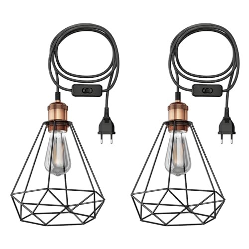 ledscom.de 2 Stück 3 m Textilkabel RETRA, Vintage, Stecker, Schalter, bronze, Käfig-Schirm + LED Lampe 240lm, extra-warmweiß ledscom.de 2 Stück 3 m Textilkabel RETRA, Vintage, Stecker, Schalter, bronze, Käfig-Schirm + LED Lampe 240lm, extra-warmweiß von ledscom.de