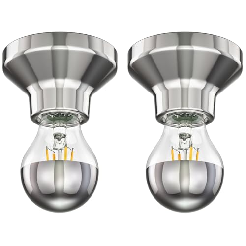 ledscom.de 2 Stück LED Deckenleuchte Elektra Porzellan silber inkl. E27 Kopfspiegel Lampe 461lm warm-weiß von ledscom.de