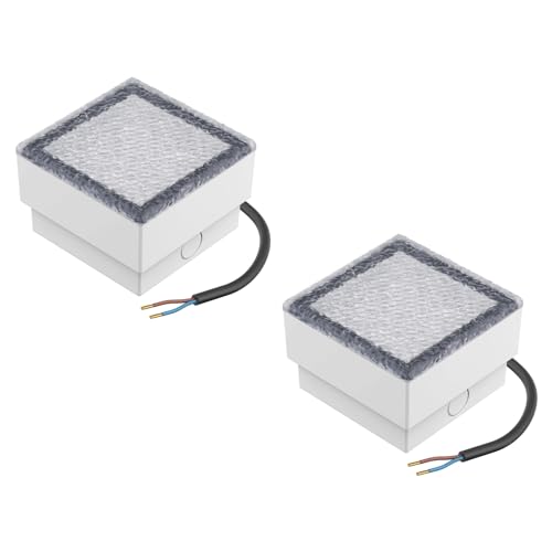 ledscom.de 2 Stück LED Pflasterstein Bodeneinbauleuchte CUS für außen, IP67, eckig, 10 x 10cm, warmweiß von ledscom.de