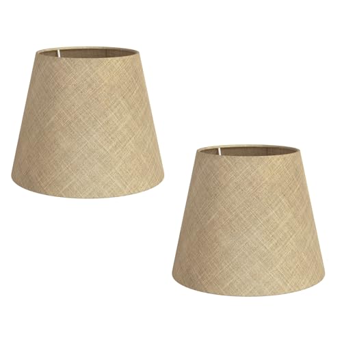 ledscom.de 2 Stück Lampenschirm, Hanf, Textil, Stoff, natur-beige, 200mm Ø von ledscom.de