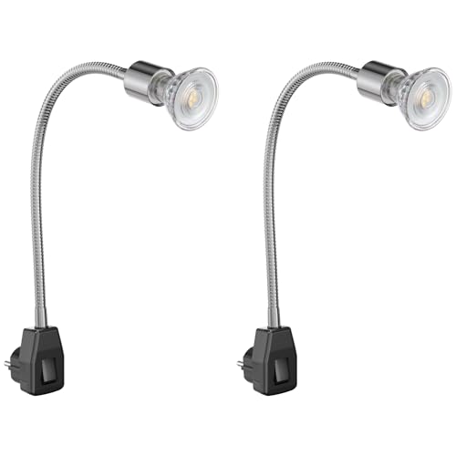ledscom.de 2 Stück Steckdosenlampe LESCH Leselampe Schwanenhals, Schalter, chrom/schwarz + LED Lampe 504lm 44° weiß ledscom.de 2 Stück Steckdosenlampe LESCH Leselampe Schwanenhals, Schalter, chrom/schwarz + LED Lampe 504lm 44° weiß von ledscom.de